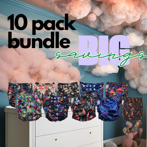 10 Pack Bundle - Moisture Wicking Pocket Cloth Diapers - AWJ (OS)