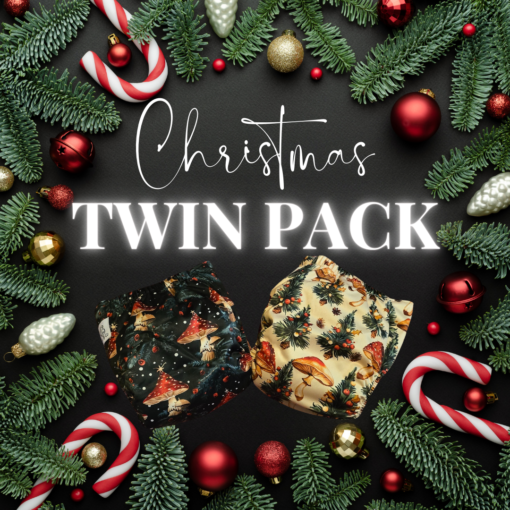 Christmas Twin Pack - Moisture Wicking Pocket Cloth Diapers - AWJ (OS)