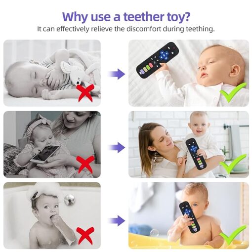 Chuya Baby Teether Toy Chew Toy for Babies 3-24 Months TV Remote Control Shape Teething Relief Baby Toys for Infants (Black) - Image 5