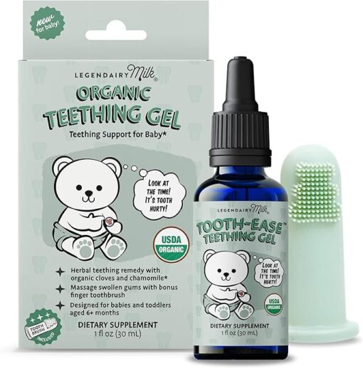 Legendairy Milk Organic Teething Gel - Baby Teething Relief Drops, Clove and Chamomile - Ideal for Babies and Toddlers - Sugar Free, 120 Servings