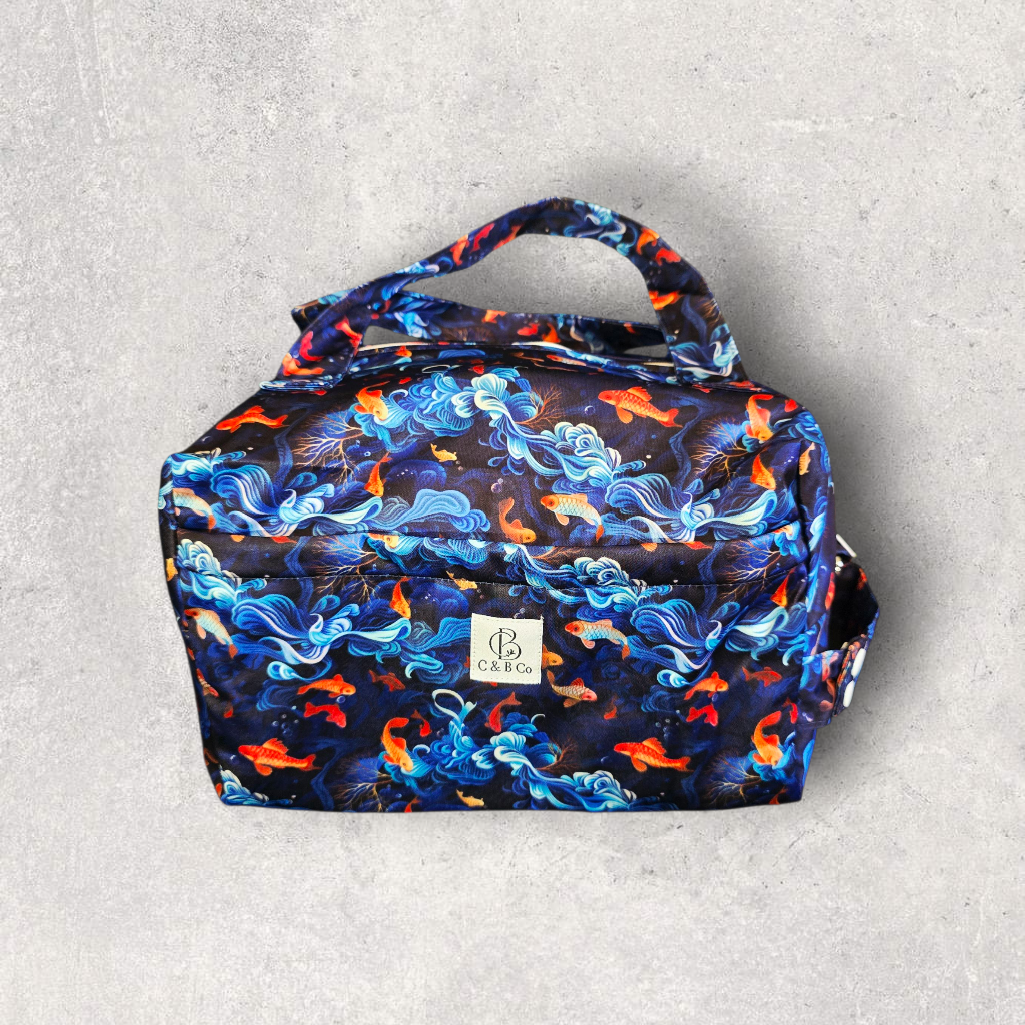 Sacred Koi Diaper Duffle — Waterproof Baby Bag with Matching Mini Wet Bag - Image 2